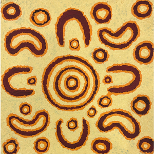 Cherise Nangala Major, “Lukarrara Jukurrpa (Desert Fringe-rush Seed Dreaming)”, Acrylic on Linen, 30x30cm, NG7325