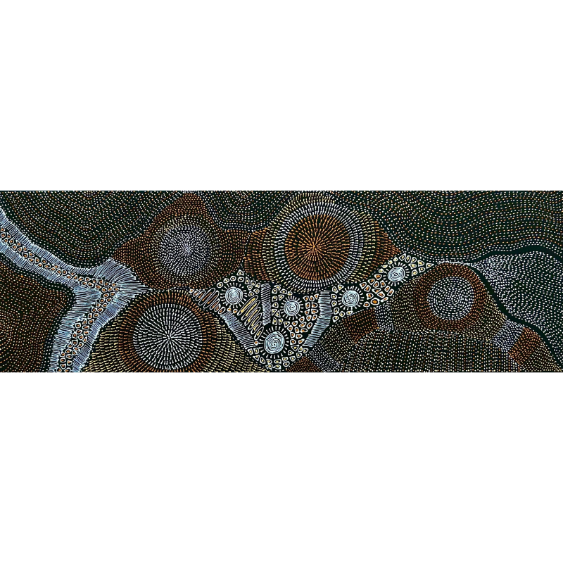 
                
                    Load image into Gallery viewer, Freda Price Pitjara (Petyarre), “My Country”, Acrylic on Canvas, 112x35cm, NG7258
                
            